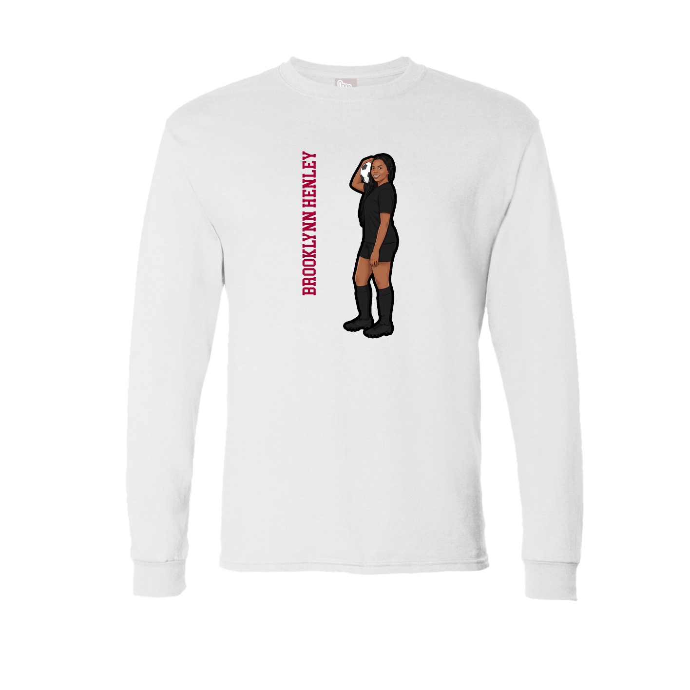 Long Sleeve Tee — Name Vertical in White