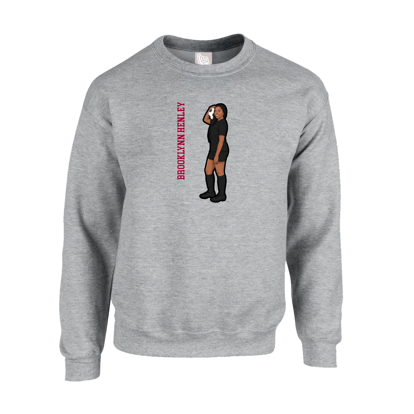 Fleece Crew — Name Vertical in Grey