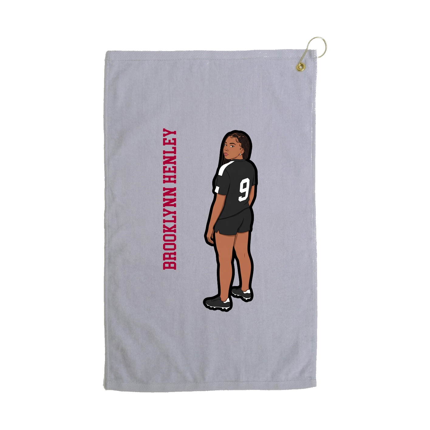 Golf Towel — Name Vertical in Grey