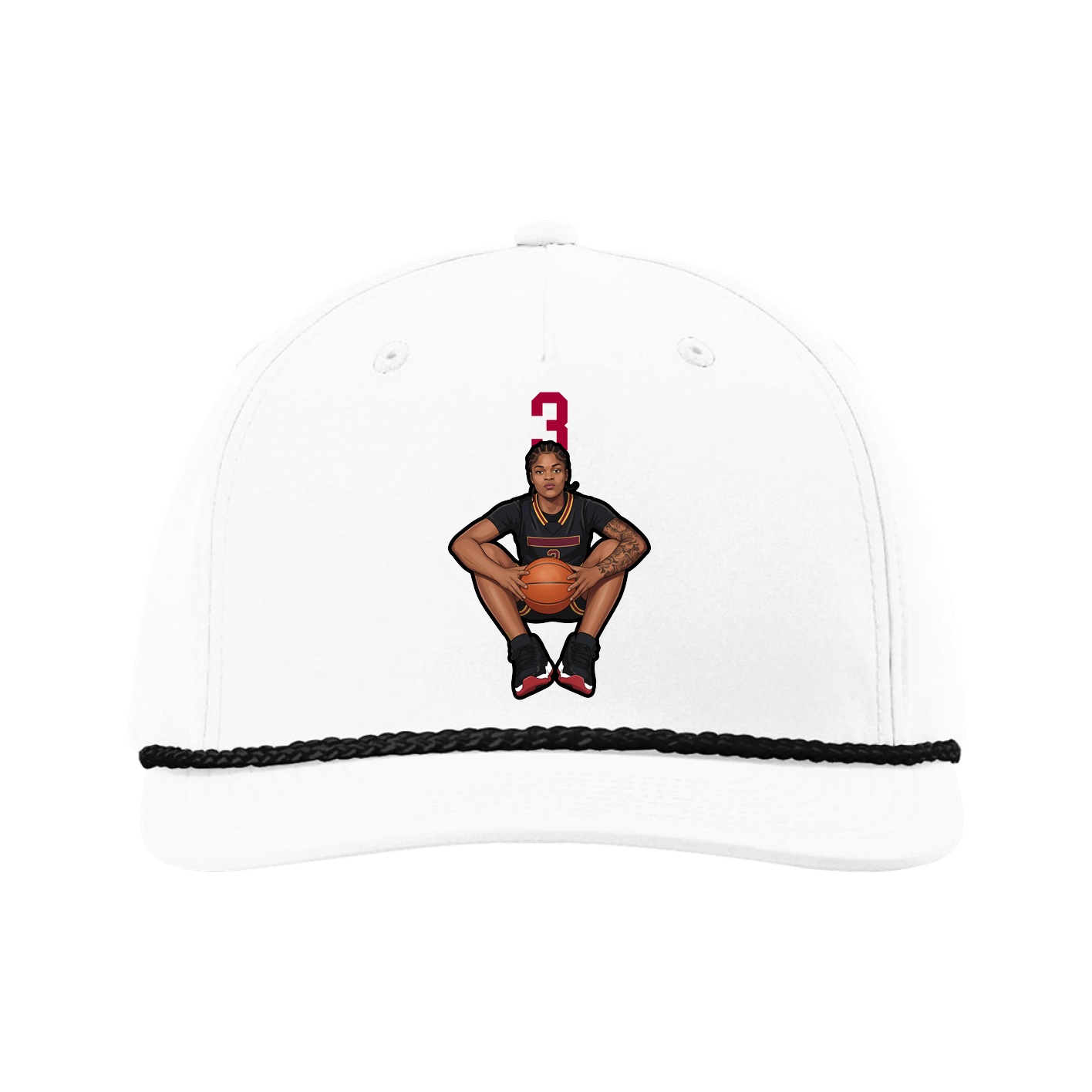 Five-Panel Classic Rope Cap — Number Top in White