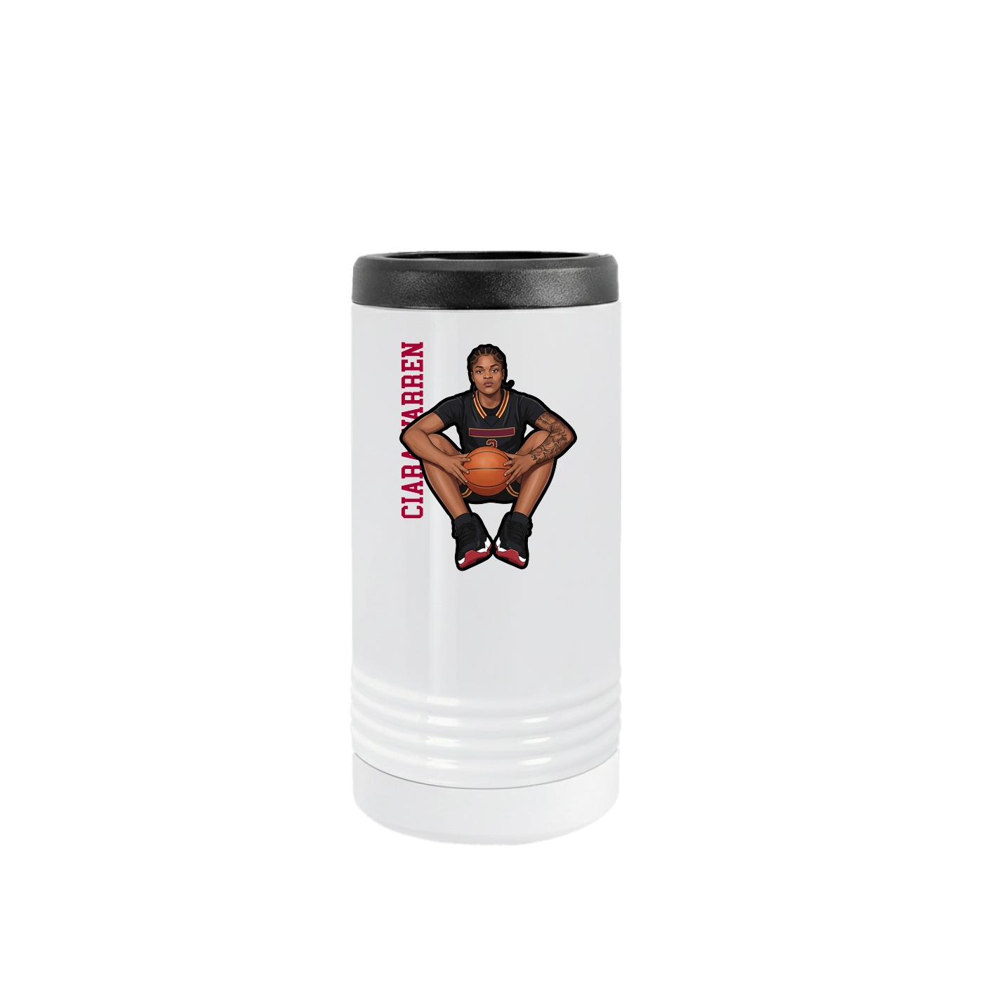 Slim Beverage Holder — Name Vertical in White