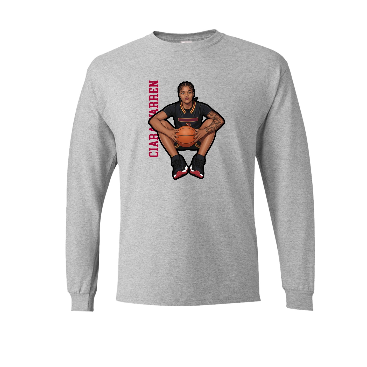 Long Sleeve Tee — Name Vertical in Grey