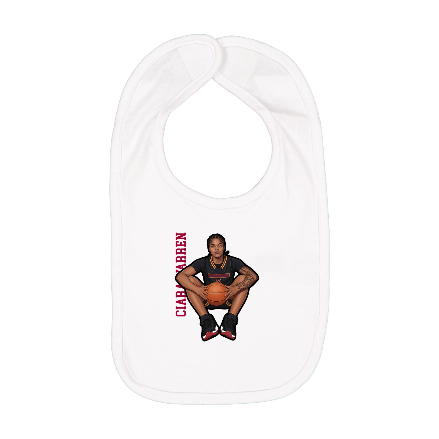 Infant Bib — Name Vertical in White