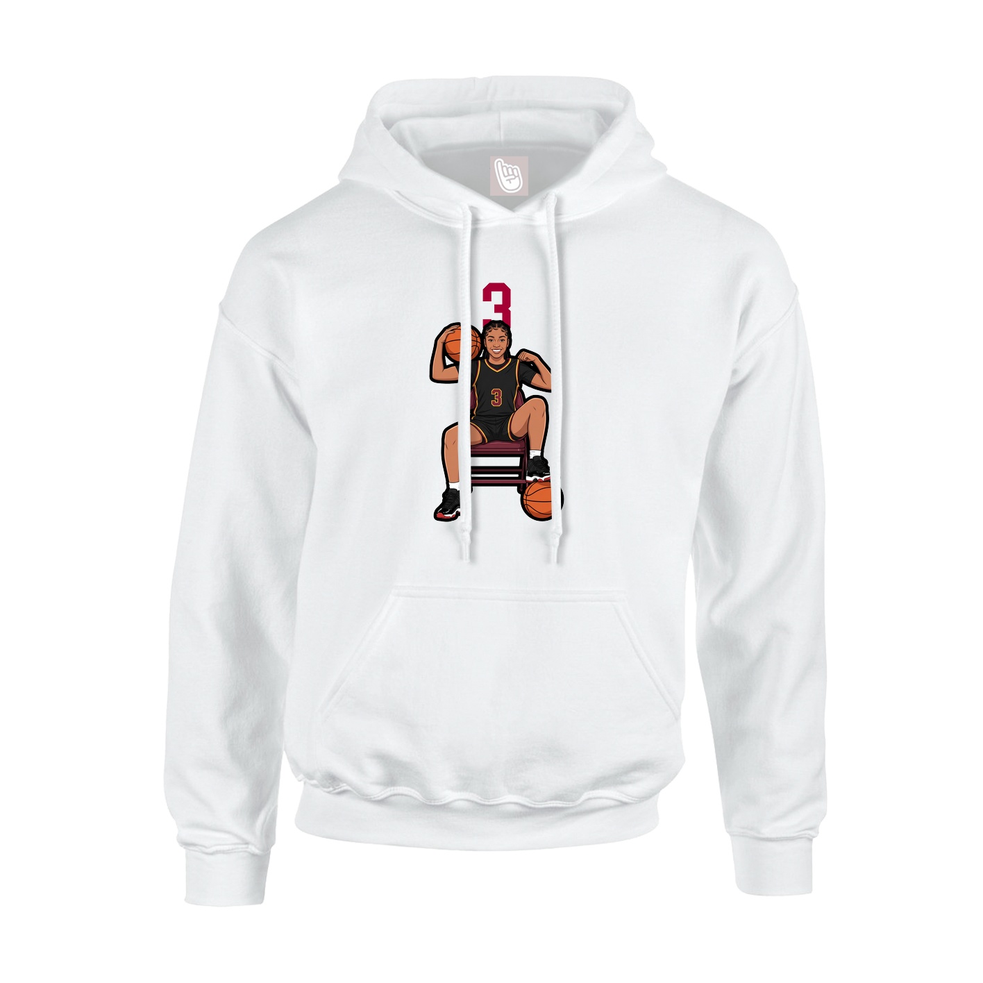 Youth Hoodie — Number Top in White