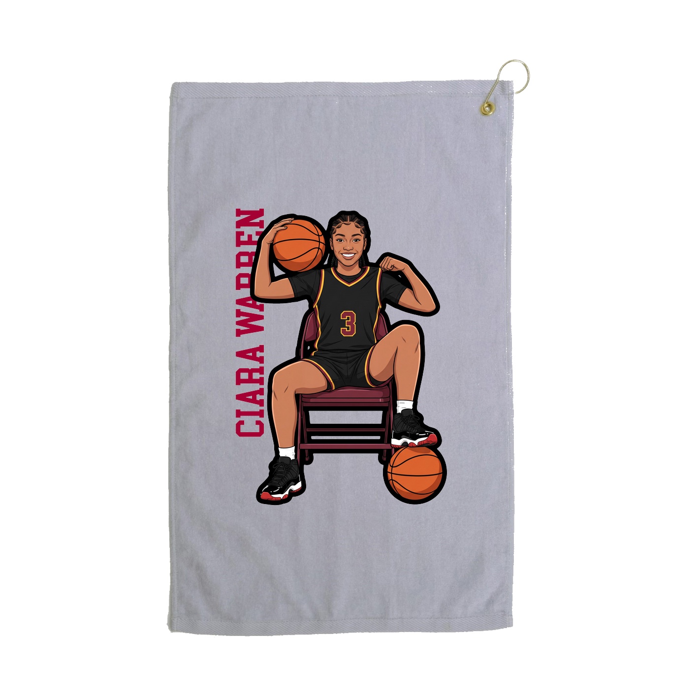 Golf Towel — Name Vertical in Grey