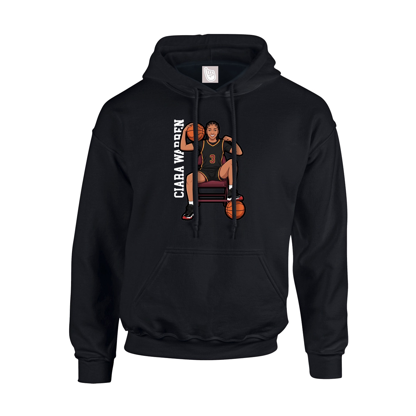 Youth Hoodie — Name Vertical in Black