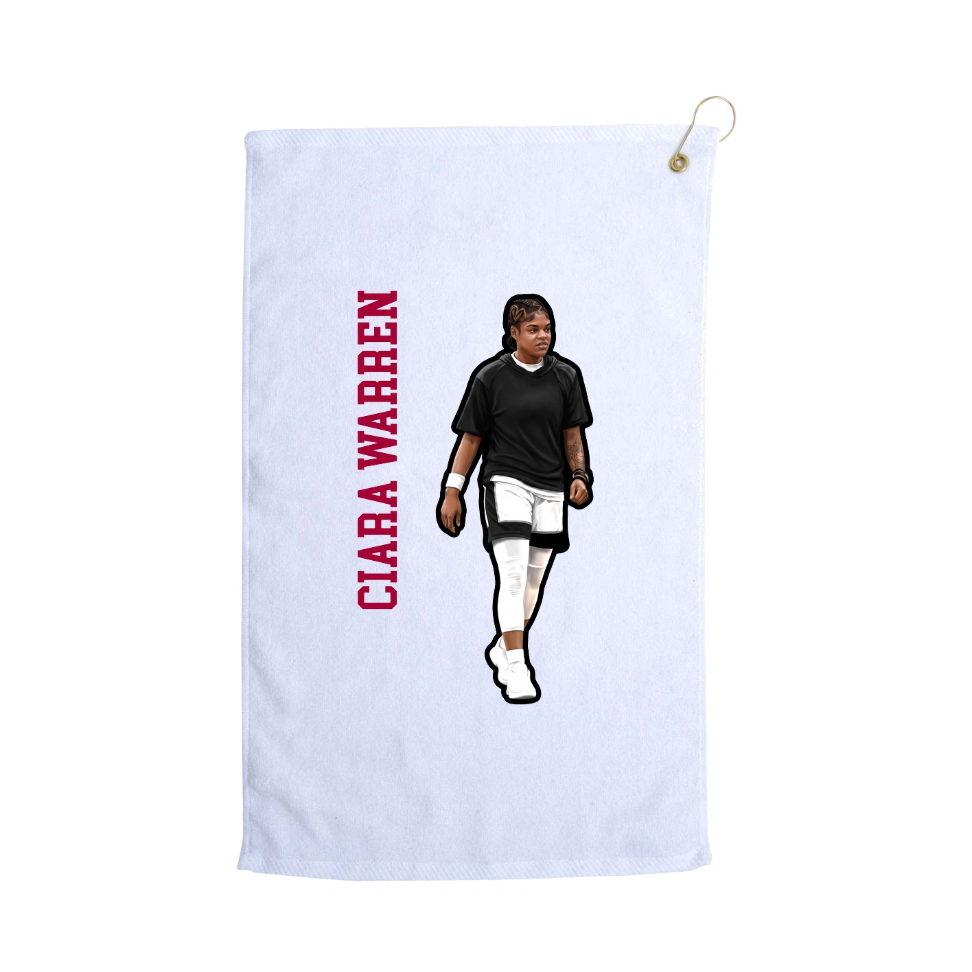 Golf Towel — Name Vertical in White