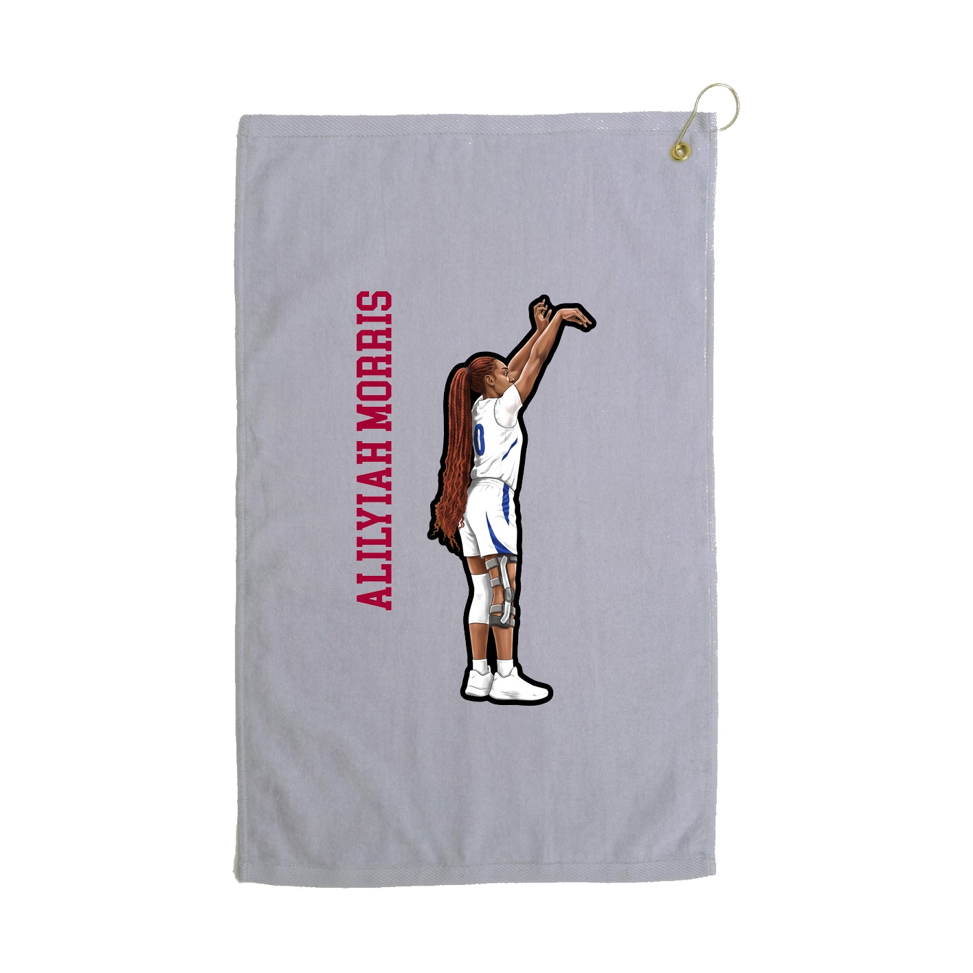 Golf Towel — Name Vertical in Grey
