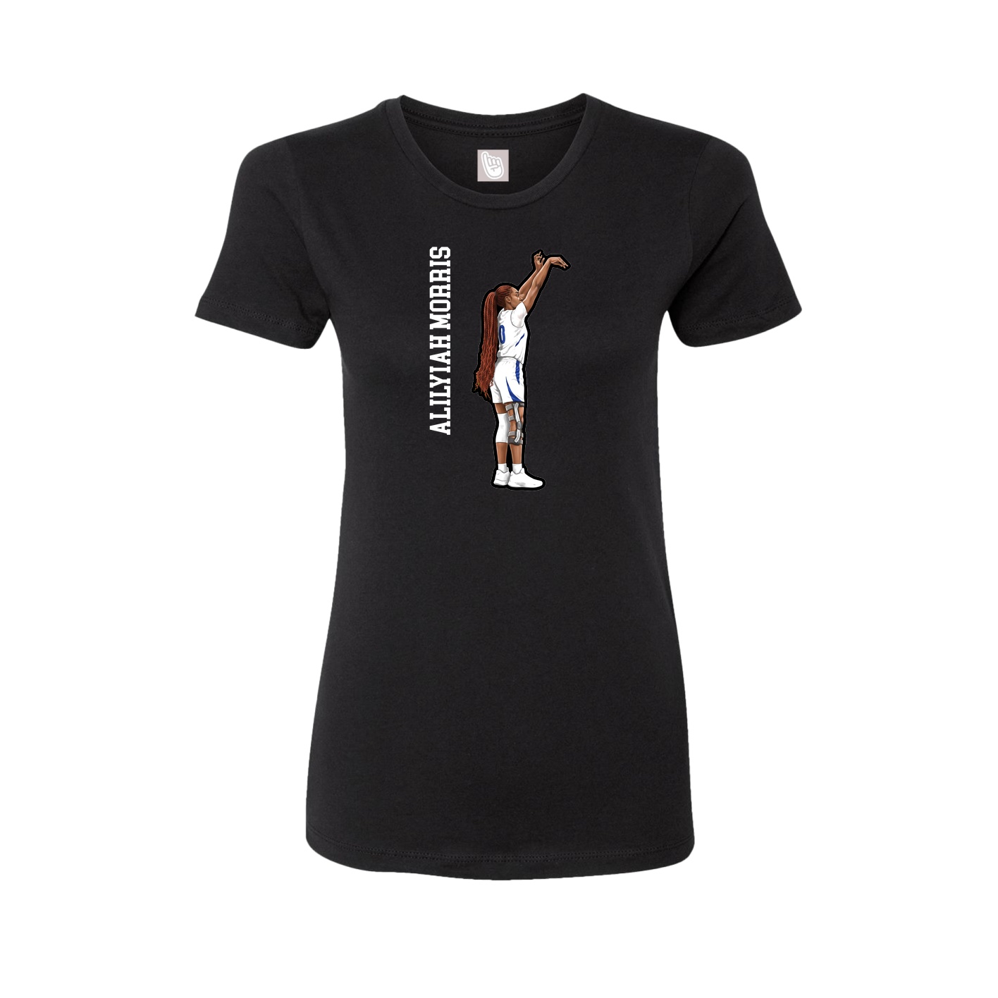 Womens Tee — Name Vertical in Black