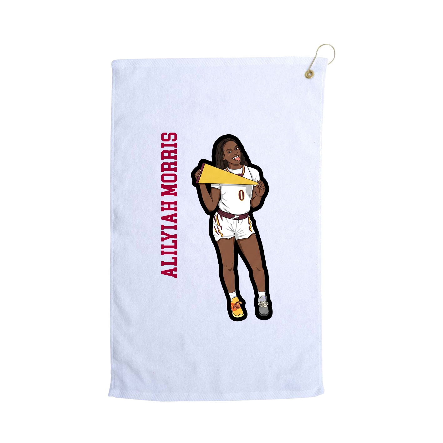 Golf Towel — Name Vertical in White