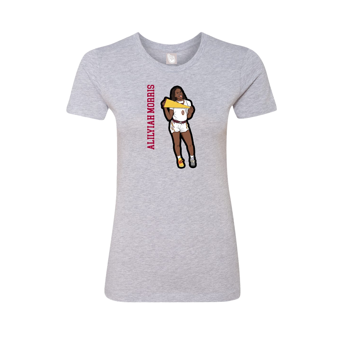 Womens Tee — Name Vertical in Grey