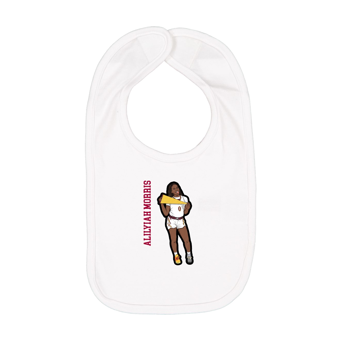 Infant Bib — Name Vertical in White