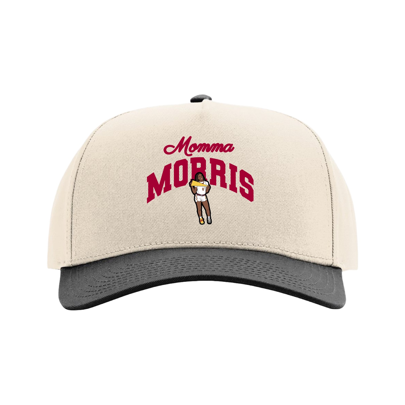 Full Fabric Five-Panel Champ Cap — Mothers Day Arch in Cream/Black