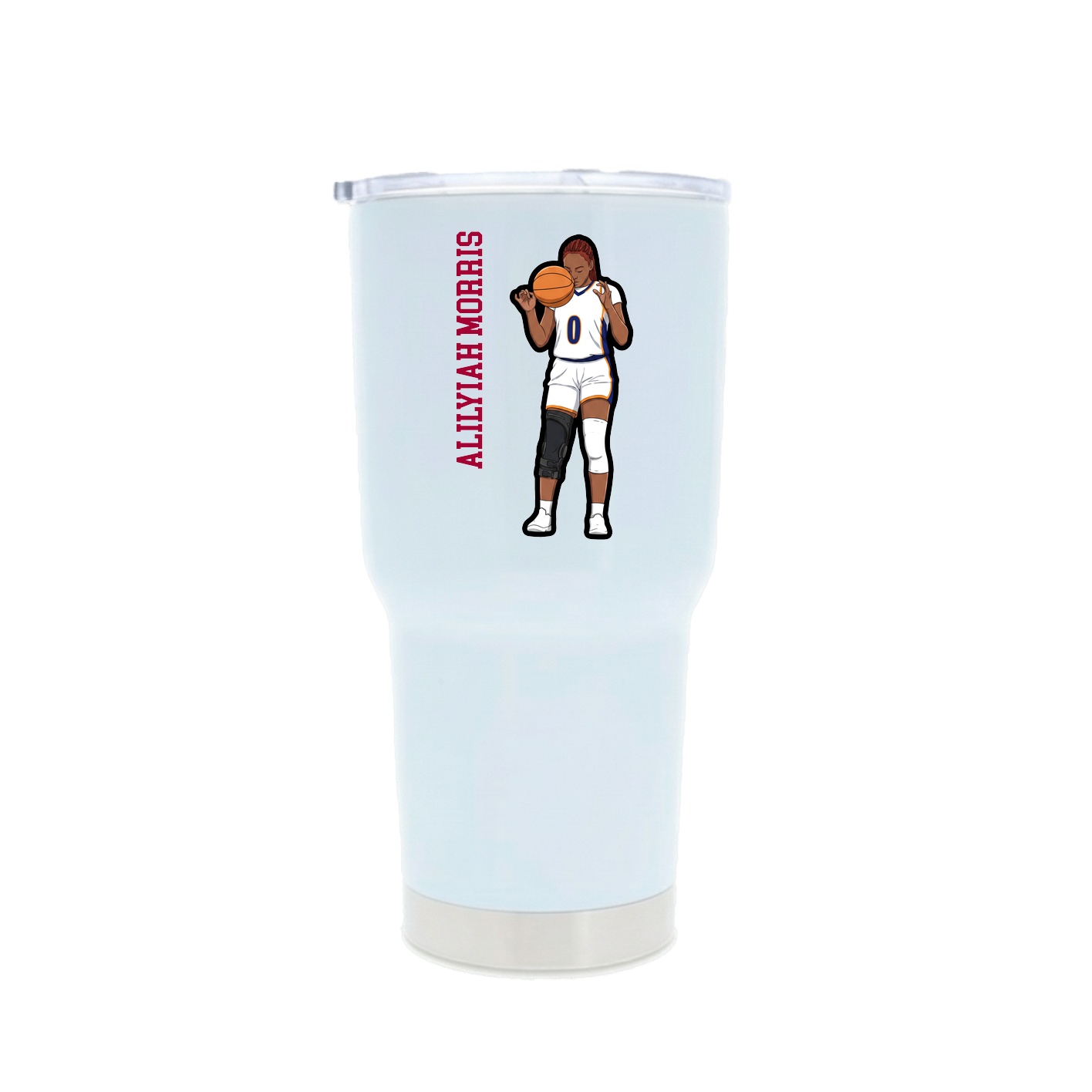 30oz Stainless Steel Tumbler — Name Vertical in White