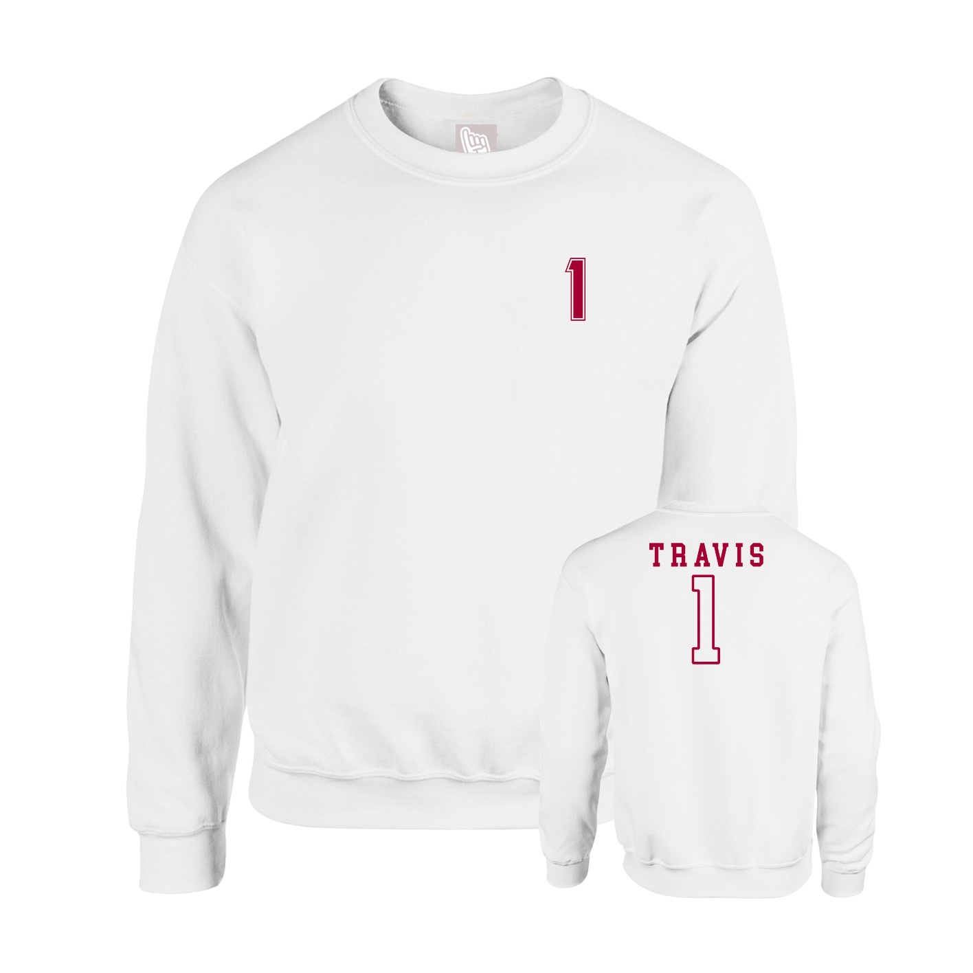 Fleece Crew — Chest Back in White