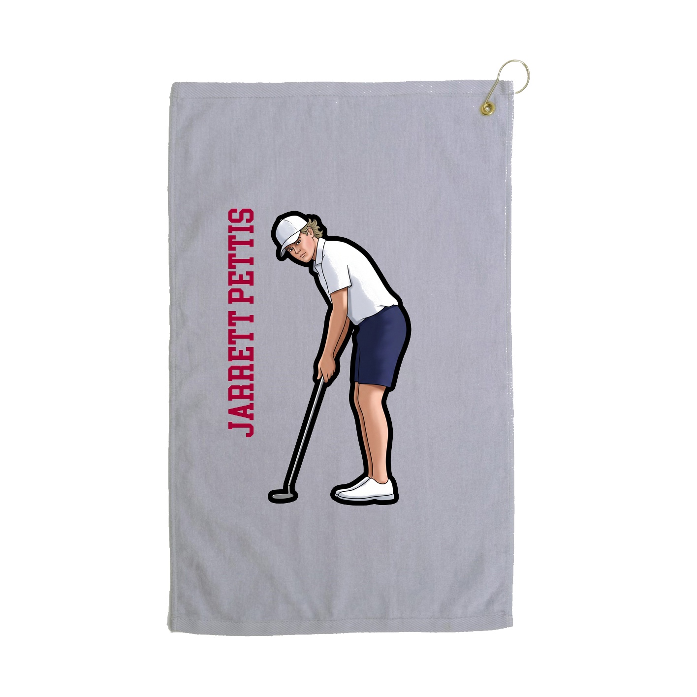 Golf Towel — Name Vertical in Grey