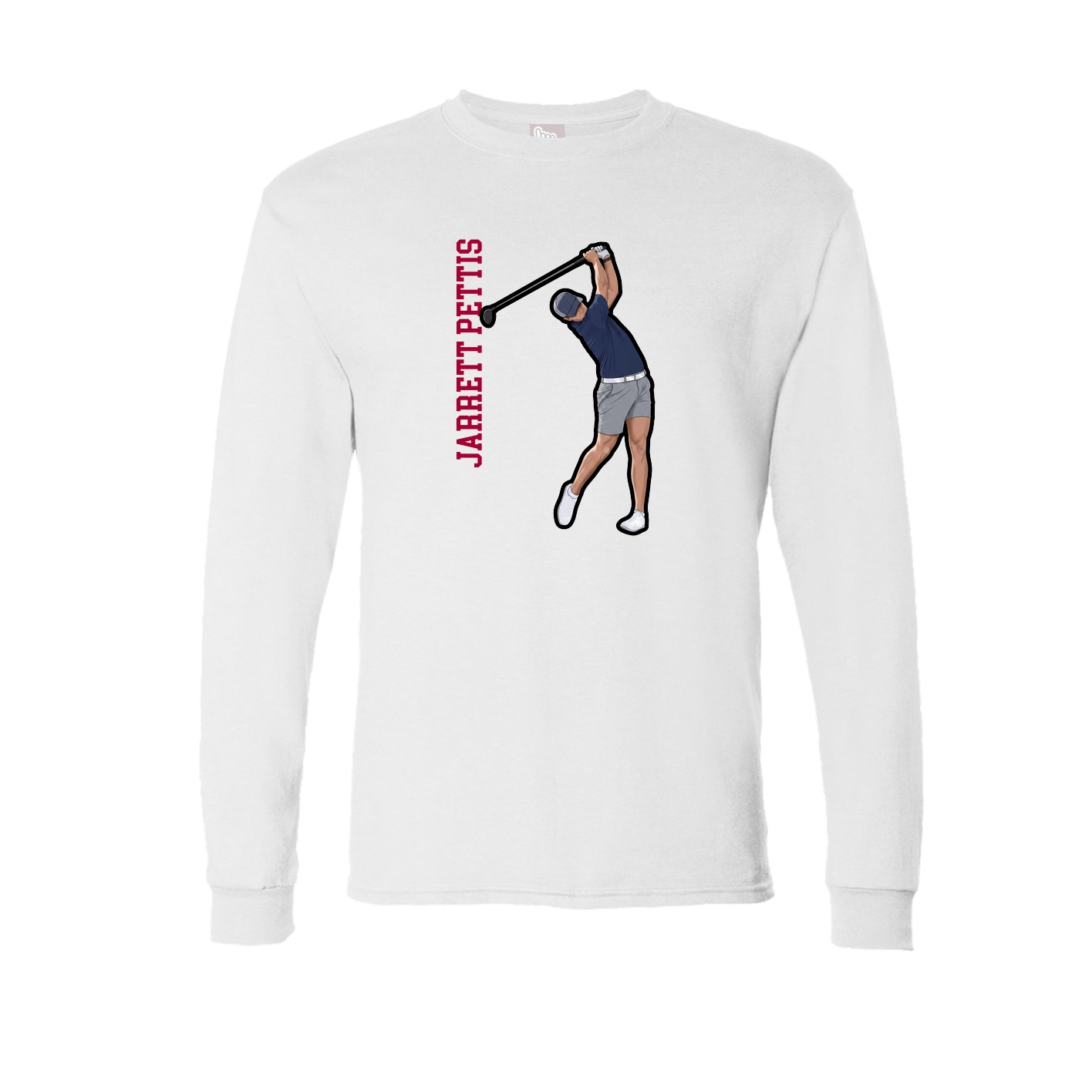 Long Sleeve Tee — Name Vertical in White