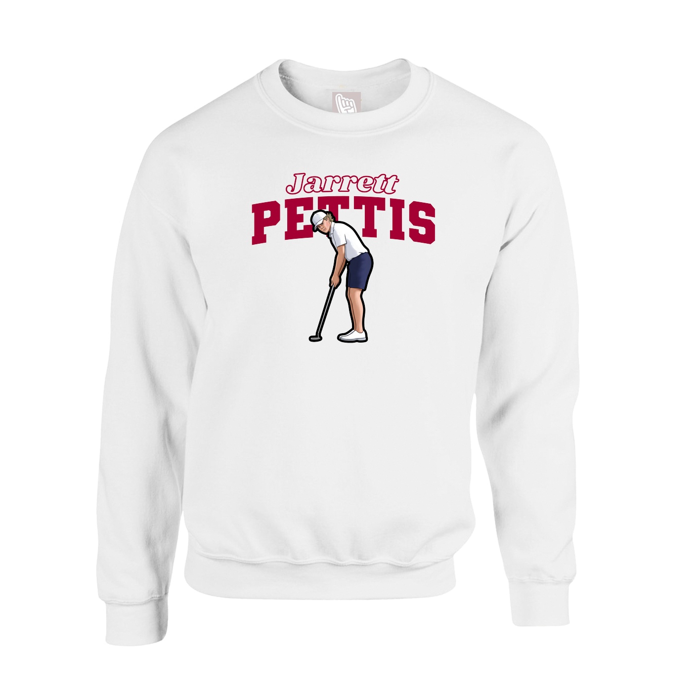 Fleece Crew — Name Arch in White