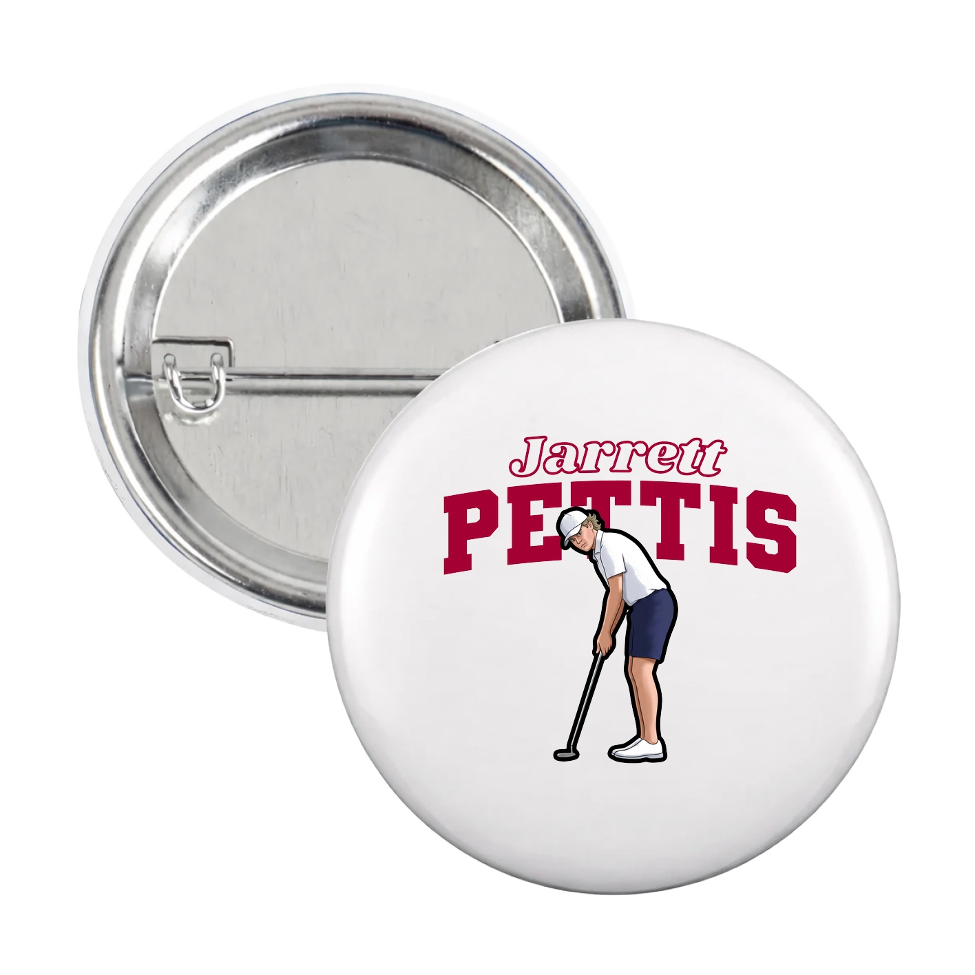 Game Day Button — Name Arch in White