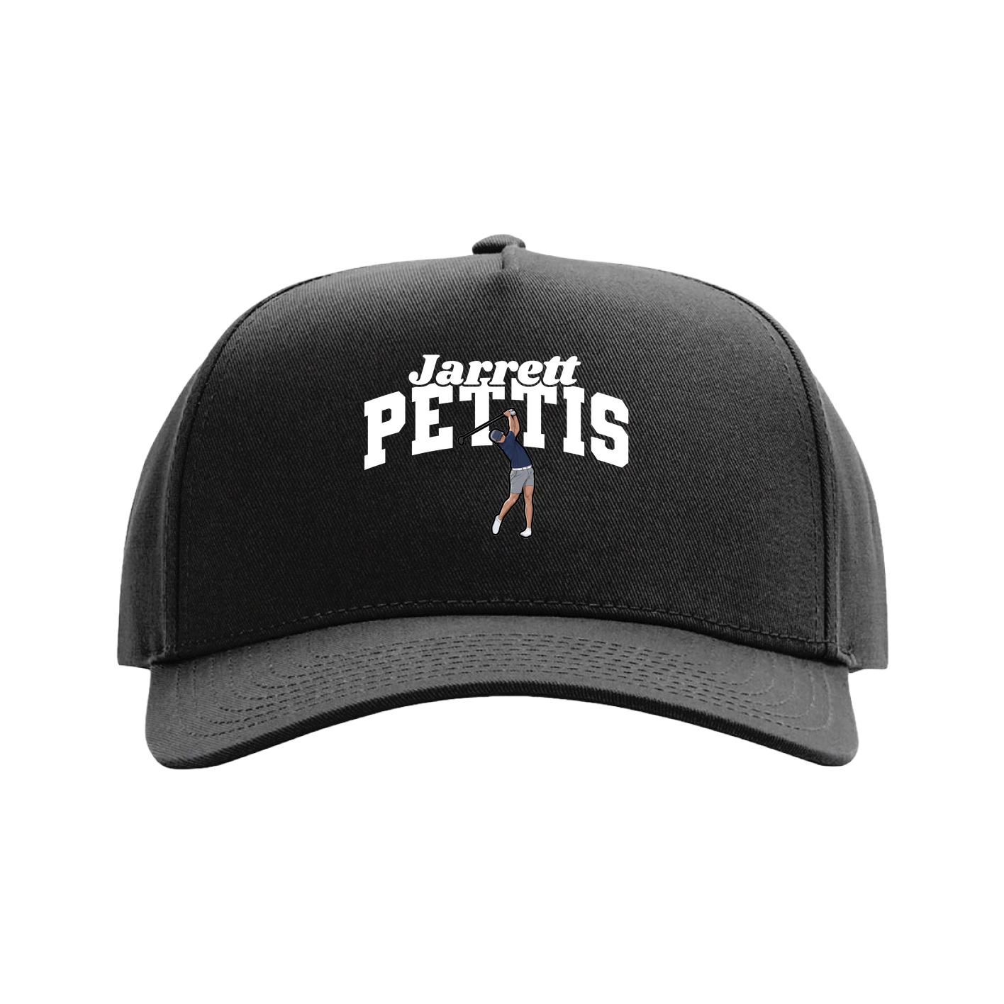 Full Fabric Five-Panel Champ Cap — Signature Arch in Black