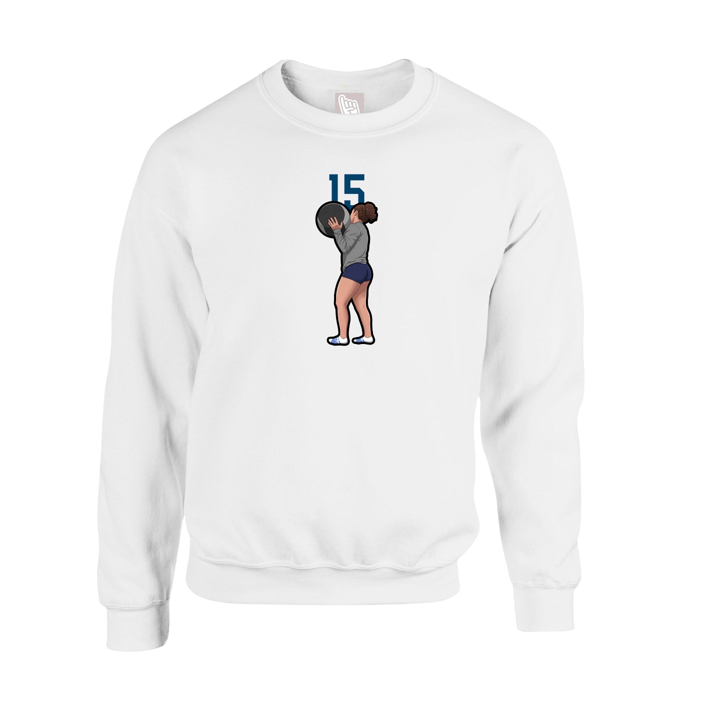 Fleece Crew — Number Top in White