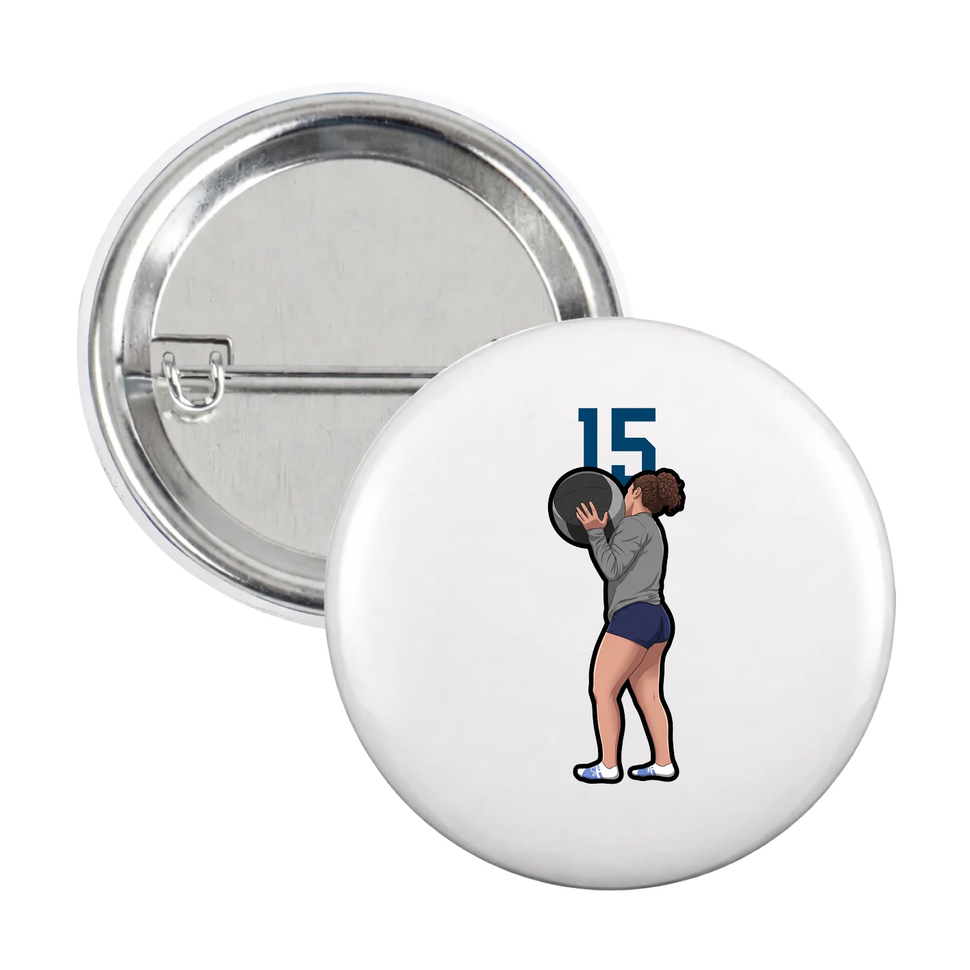 Game Day Button — Number Top in White