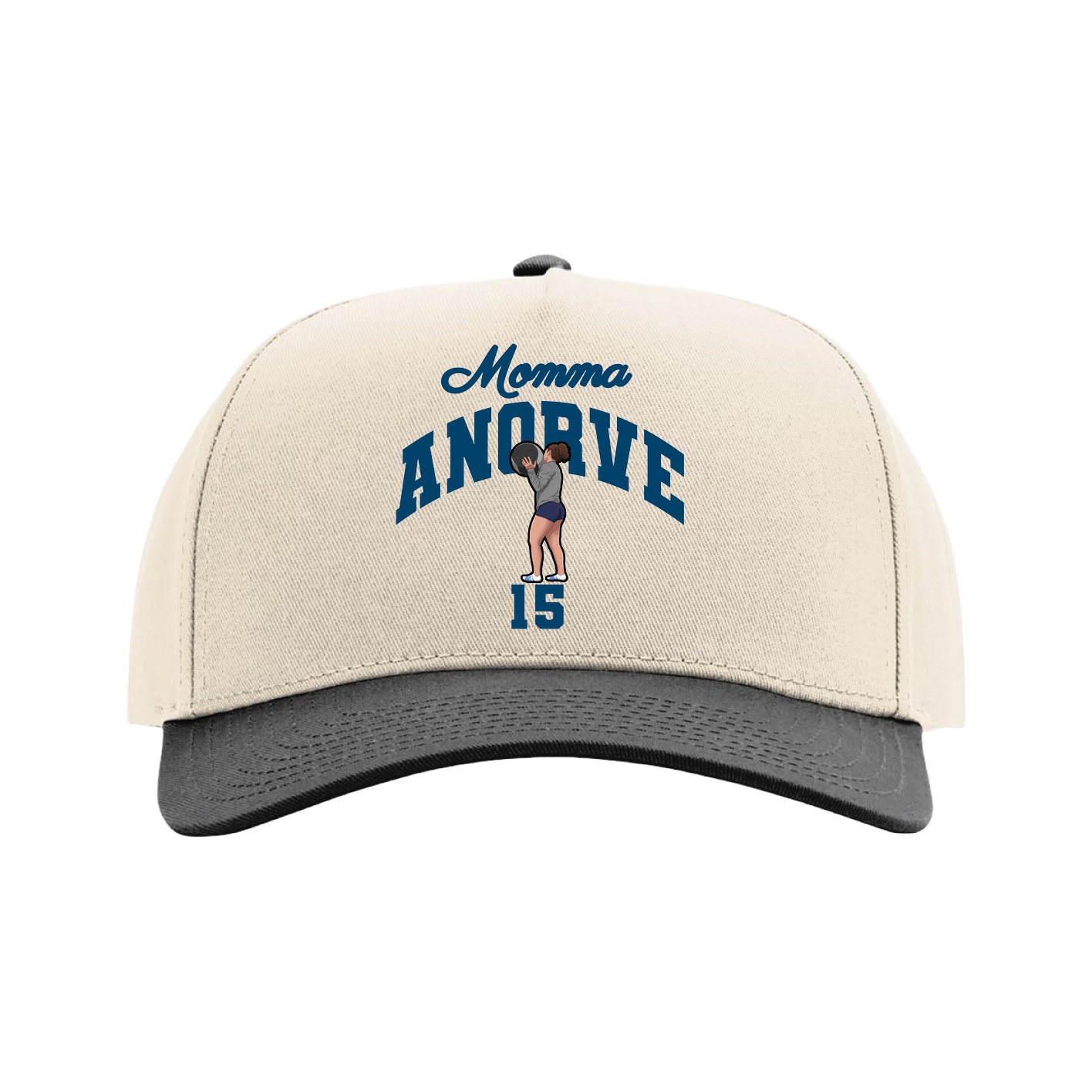Full Fabric Five-Panel Champ Cap — Mothers Day Arch in Cream/Black