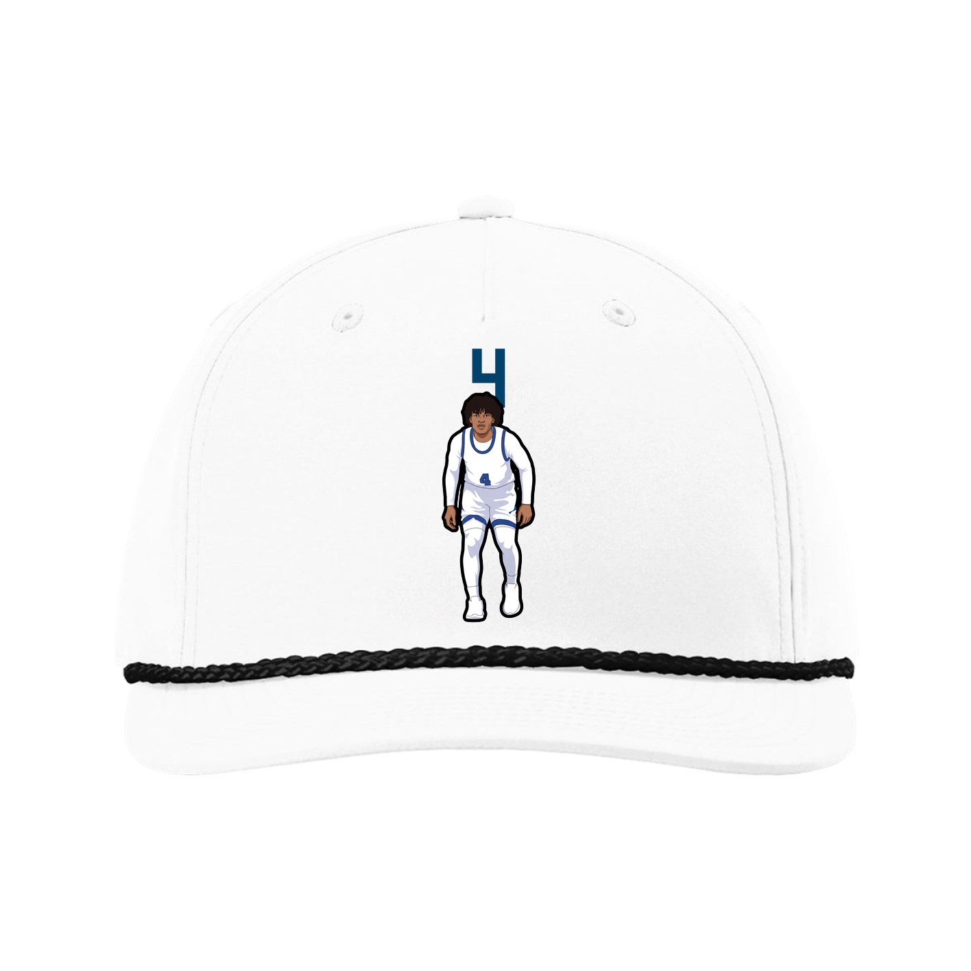 Five-Panel Classic Rope Cap — Number Top in White