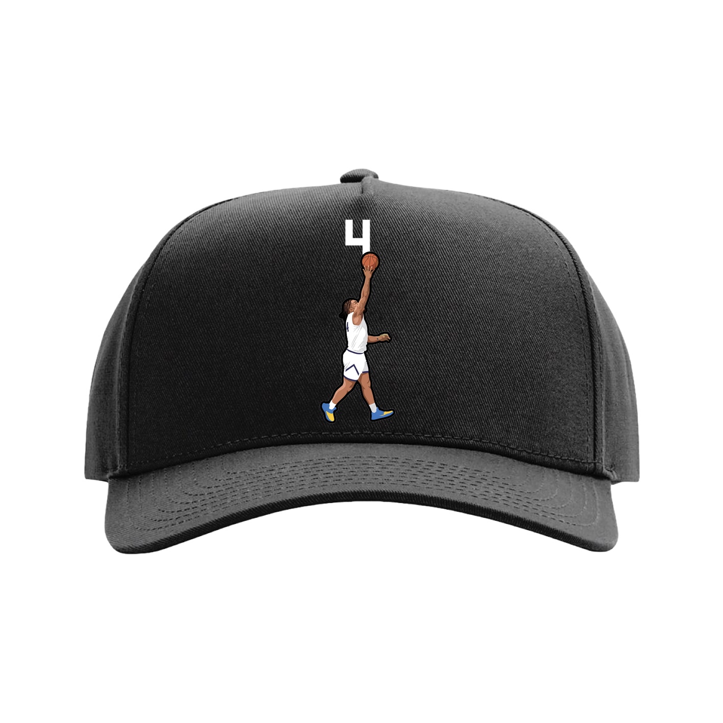 Full Fabric Five-Panel Champ Cap — Number Top in Black