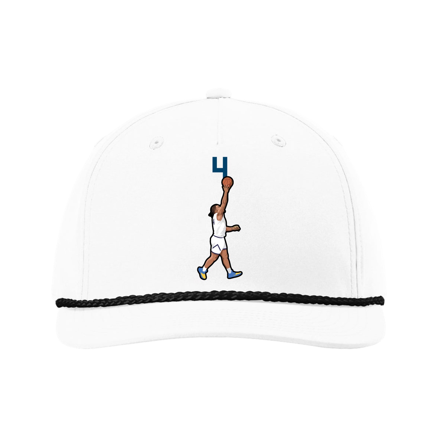 Five-Panel Classic Rope Cap — Number Top in White