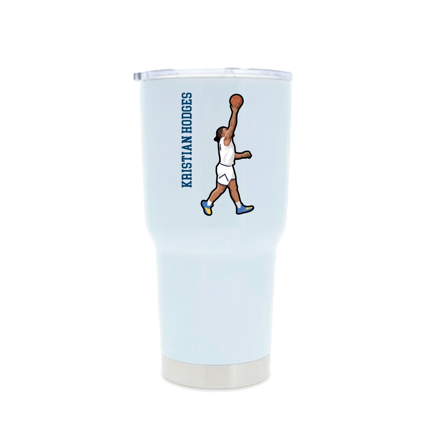 30oz Stainless Steel Tumbler — Name Vertical in White