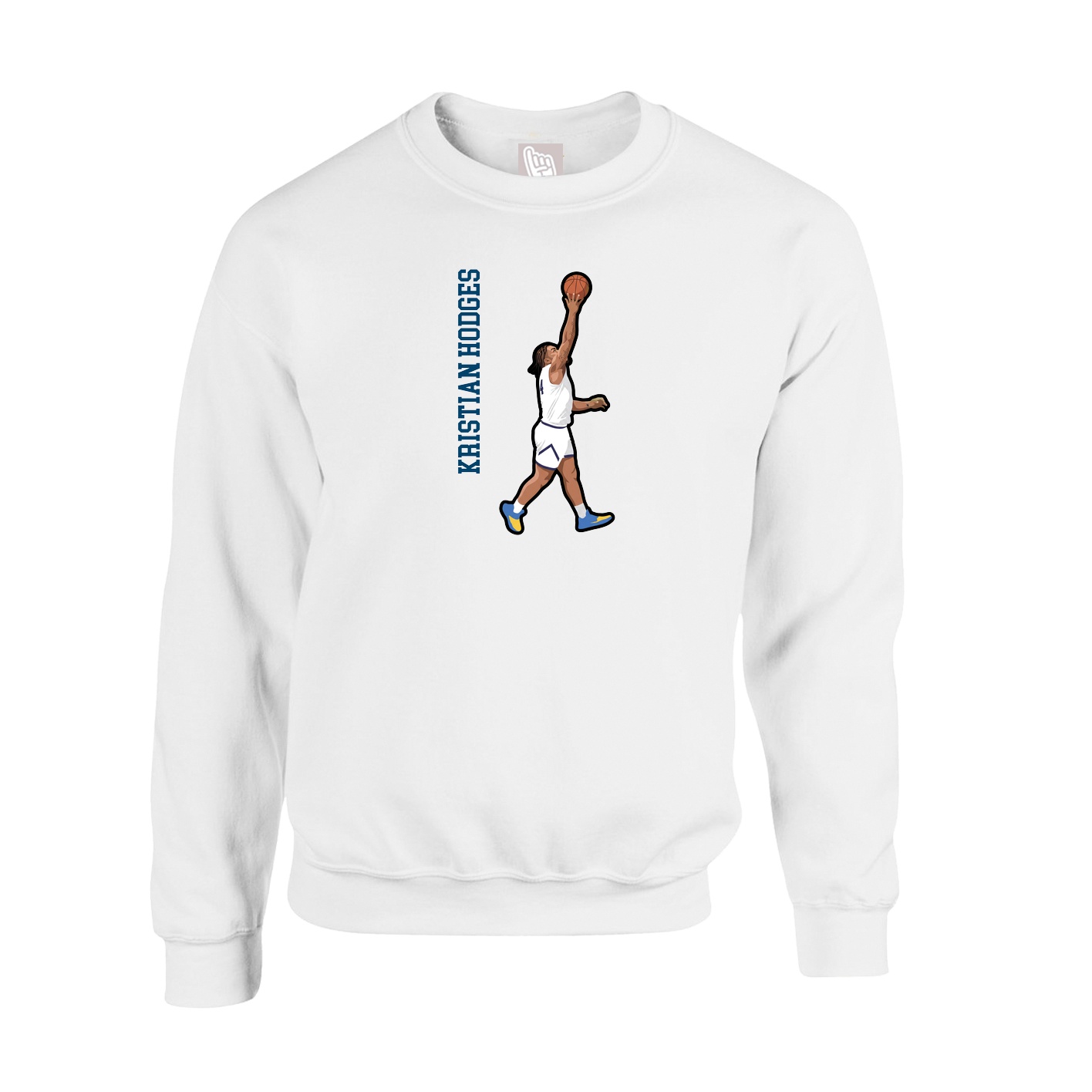 Fleece Crew — Name Vertical in White