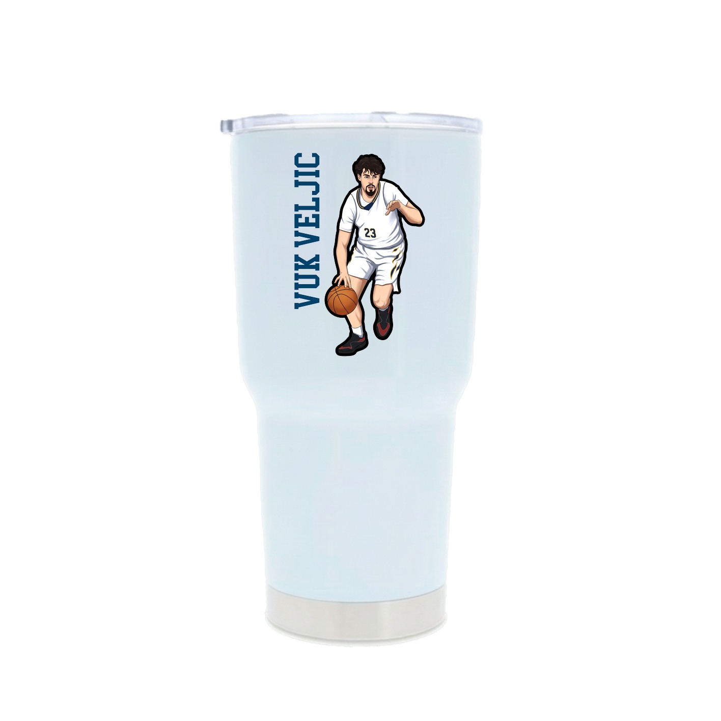 30oz Stainless Steel Tumbler — Name Vertical in White