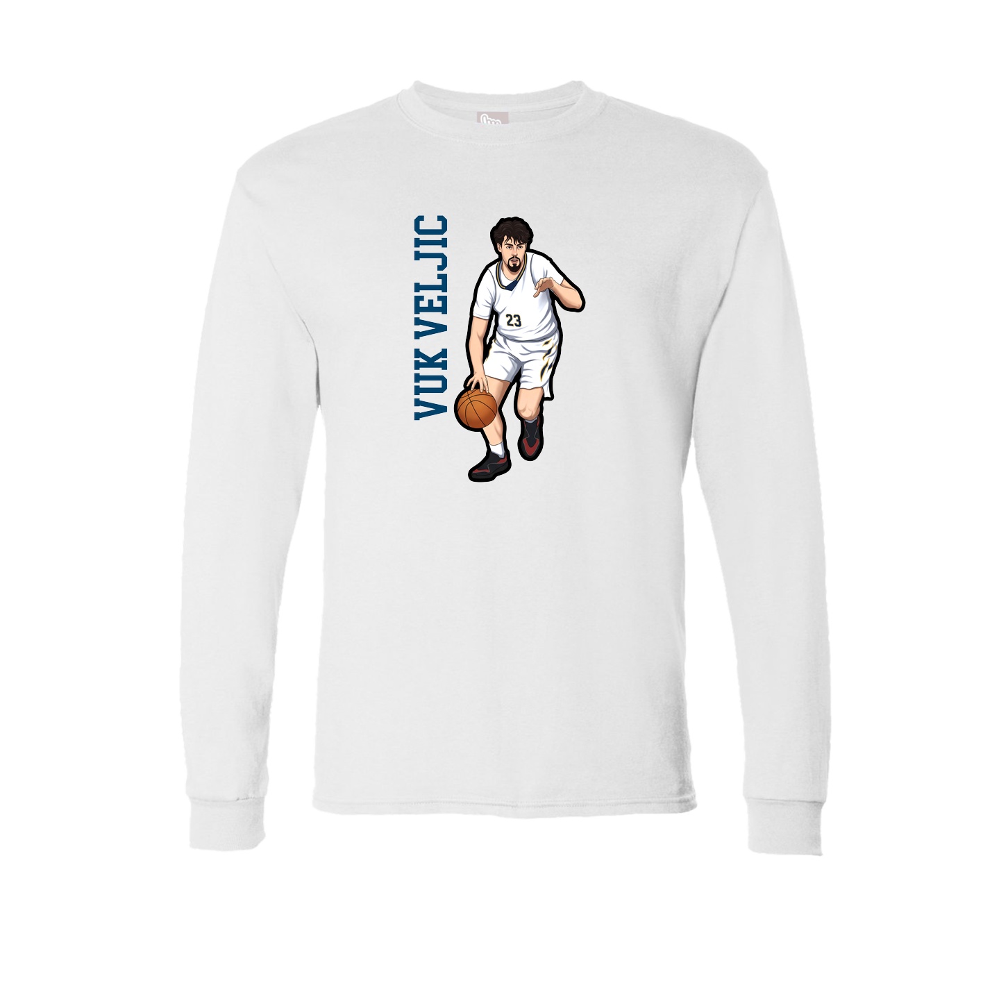 Long Sleeve Tee — Name Vertical in White