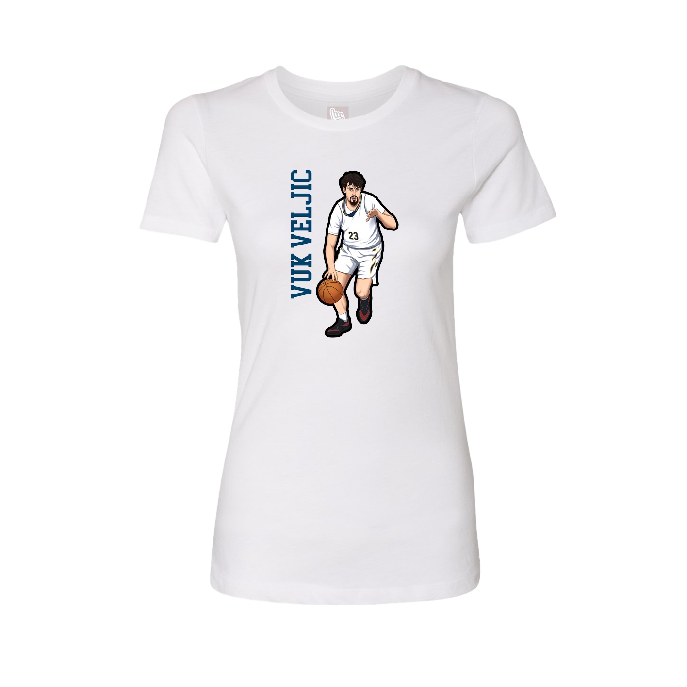 Fitted Women's Tee — Name Vertical in White