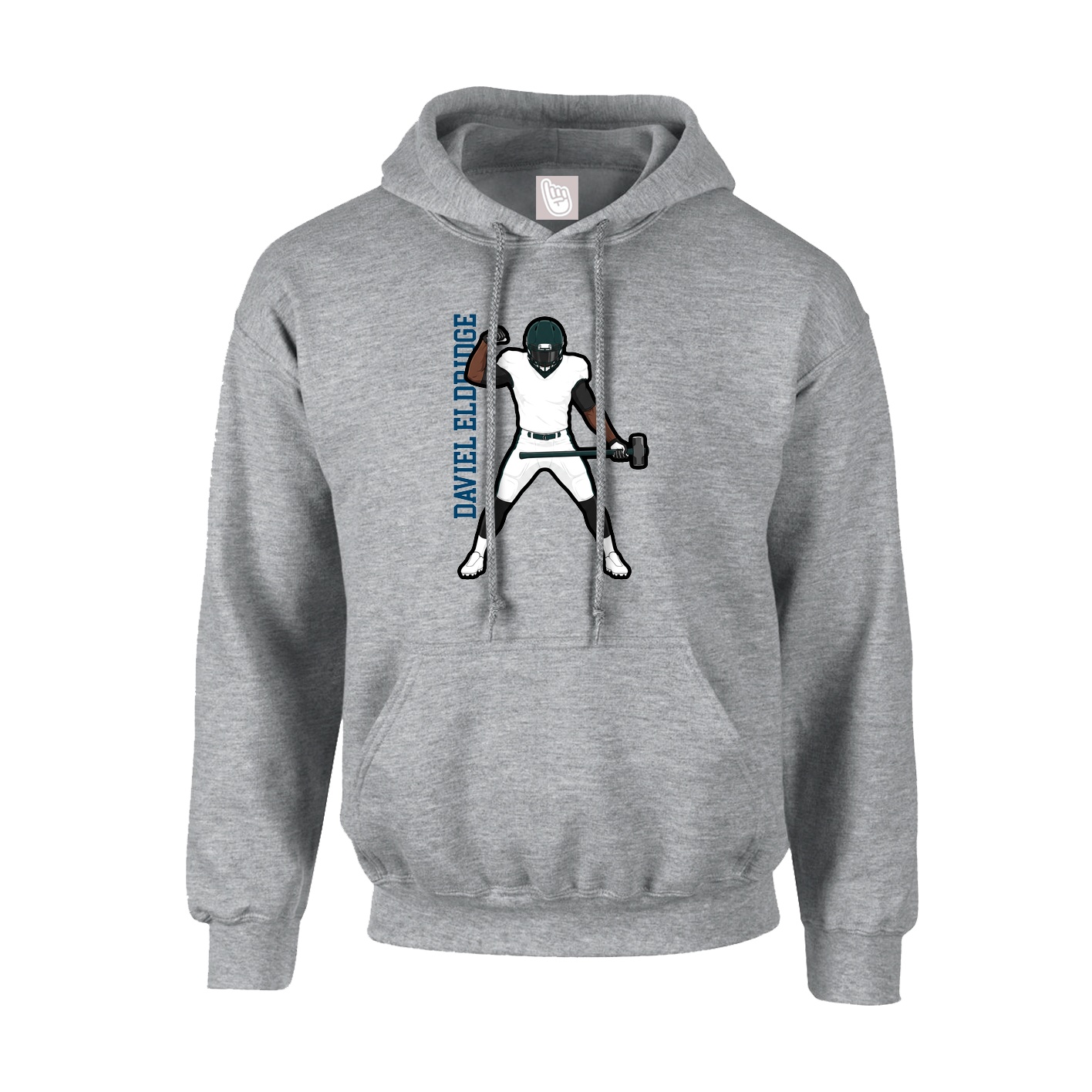 Hoodie — Name Vertical in Grey