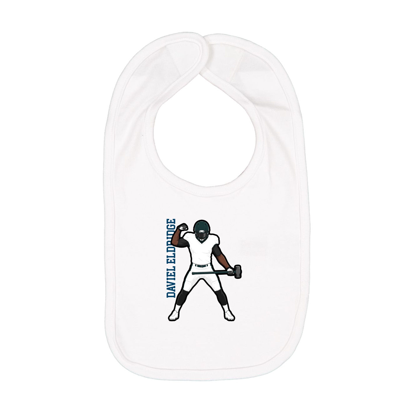 Infant Bib — Name Vertical in White