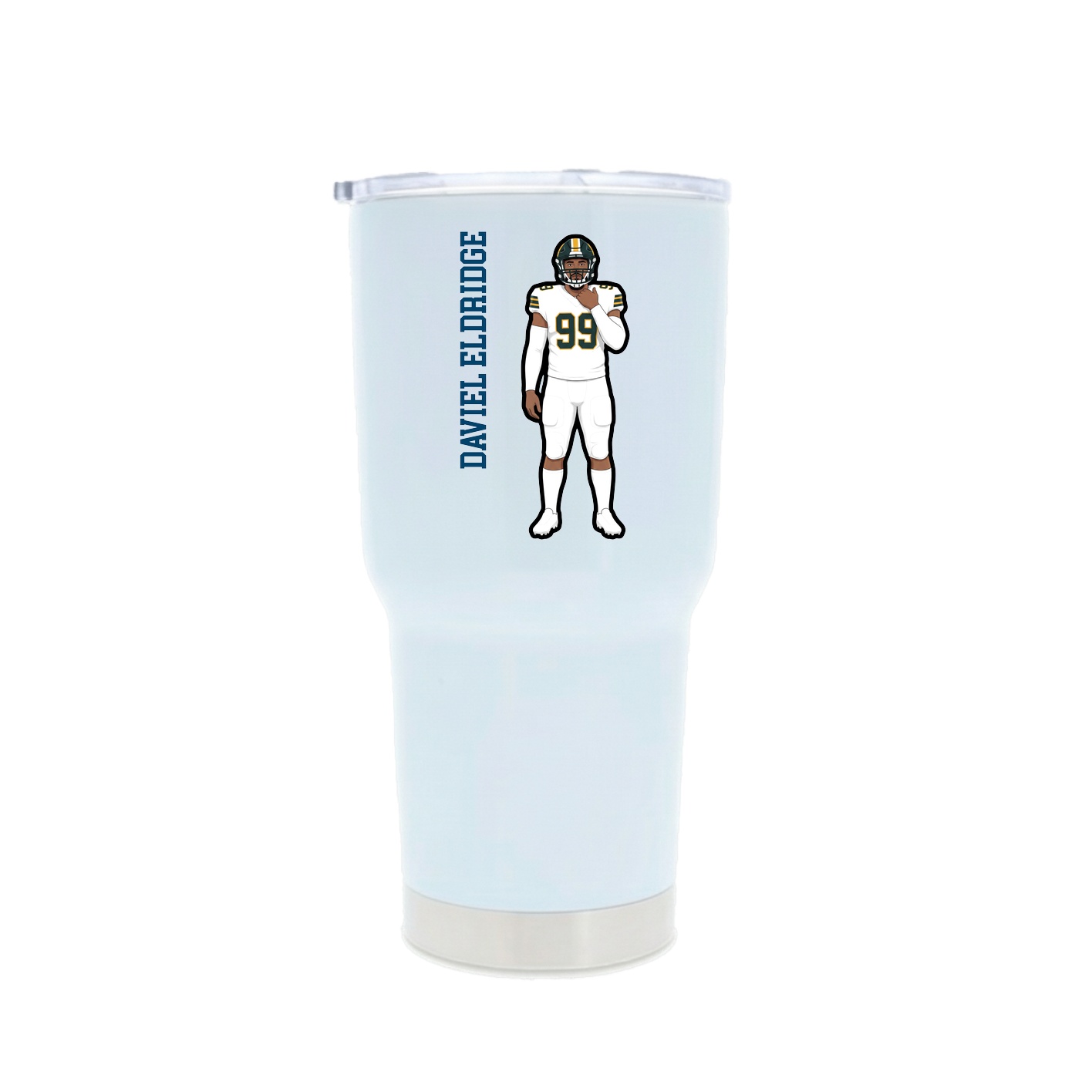 30oz Stainless Steel Tumbler — Name Vertical in White