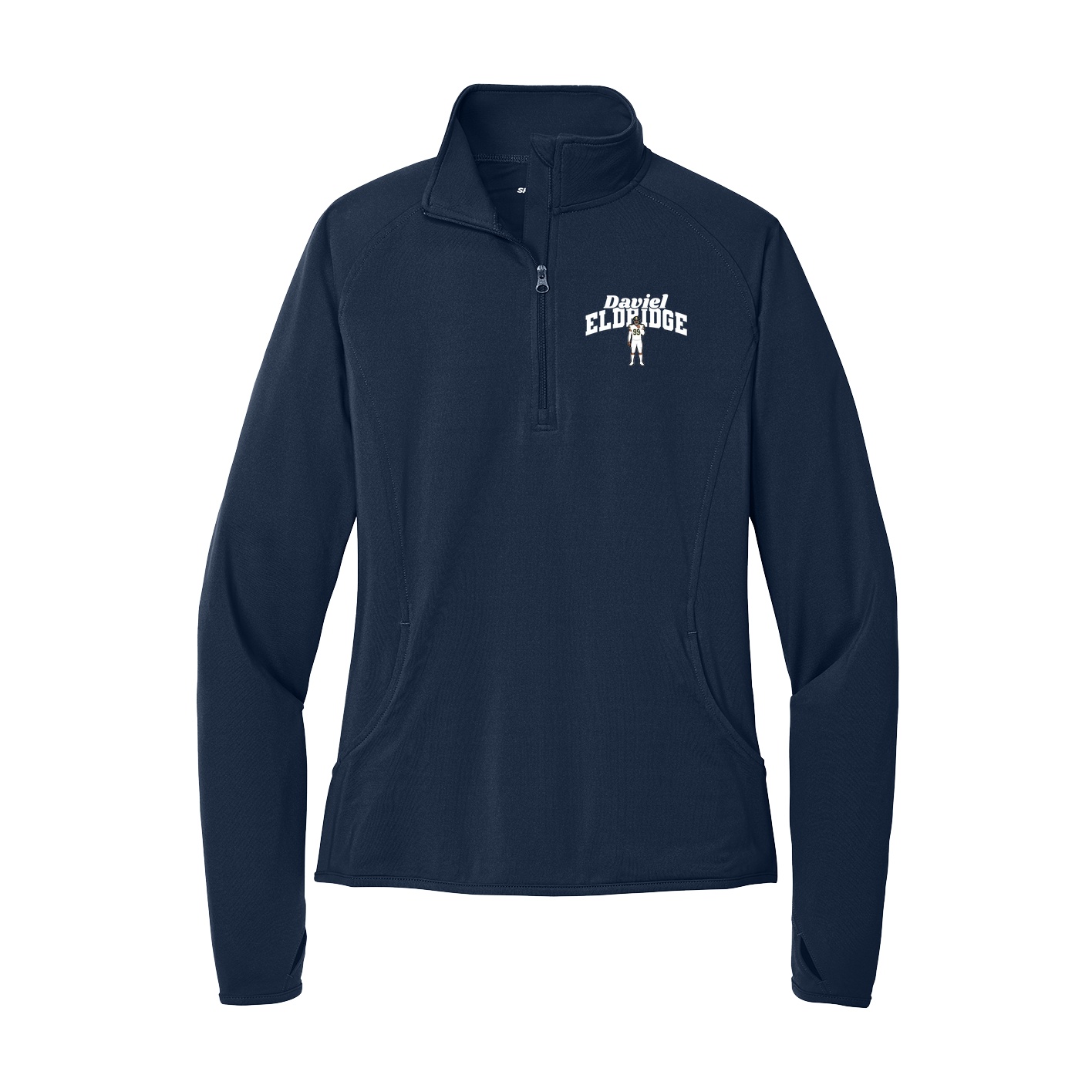 Women's Q-Zip Pullover — Signature Arch in Navy