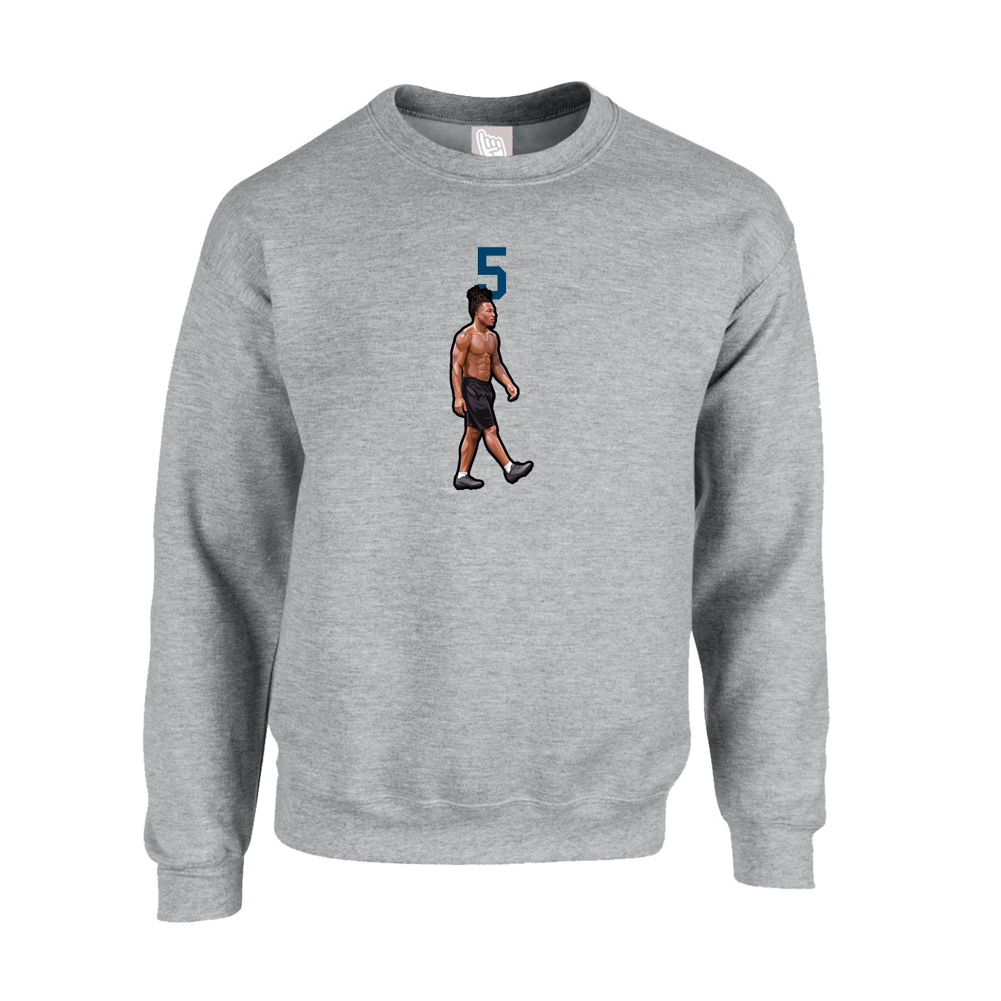 Fleece Crew — Number Top in Grey