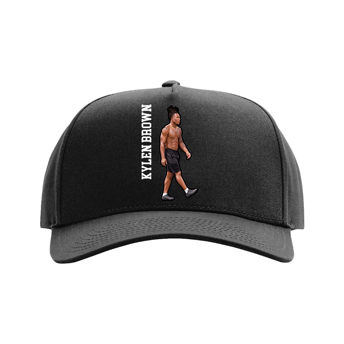 Full Fabric Five-Panel Champ Cap — Name Vertical in Black