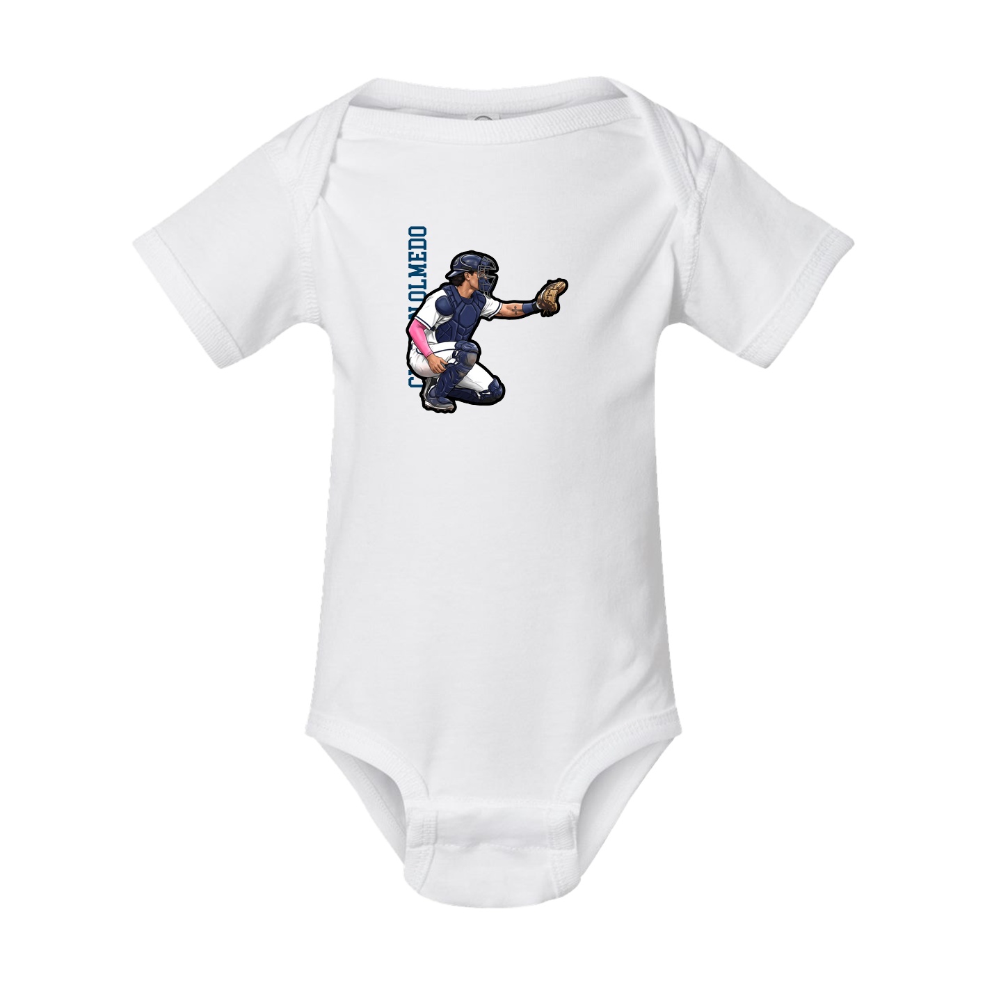 Baby Onesie — Name Vertical in White