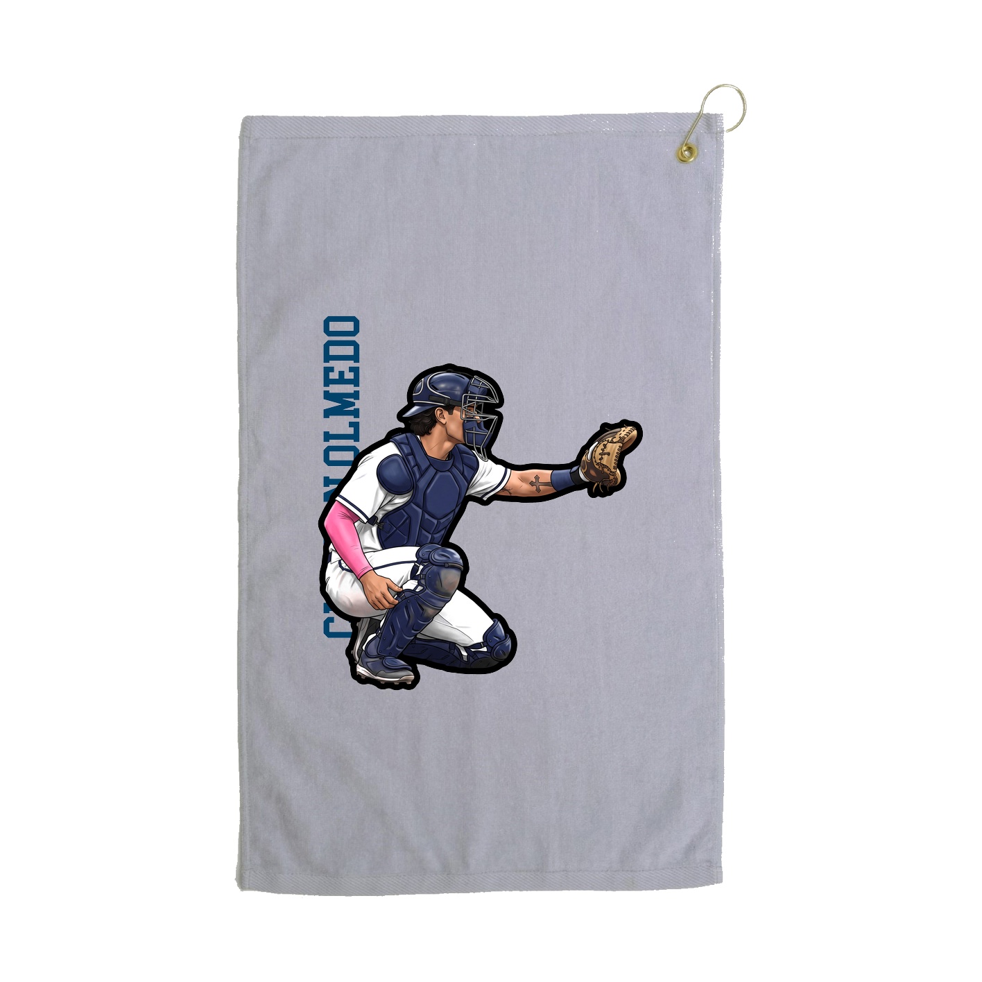 Golf Towel — Name Vertical in Grey