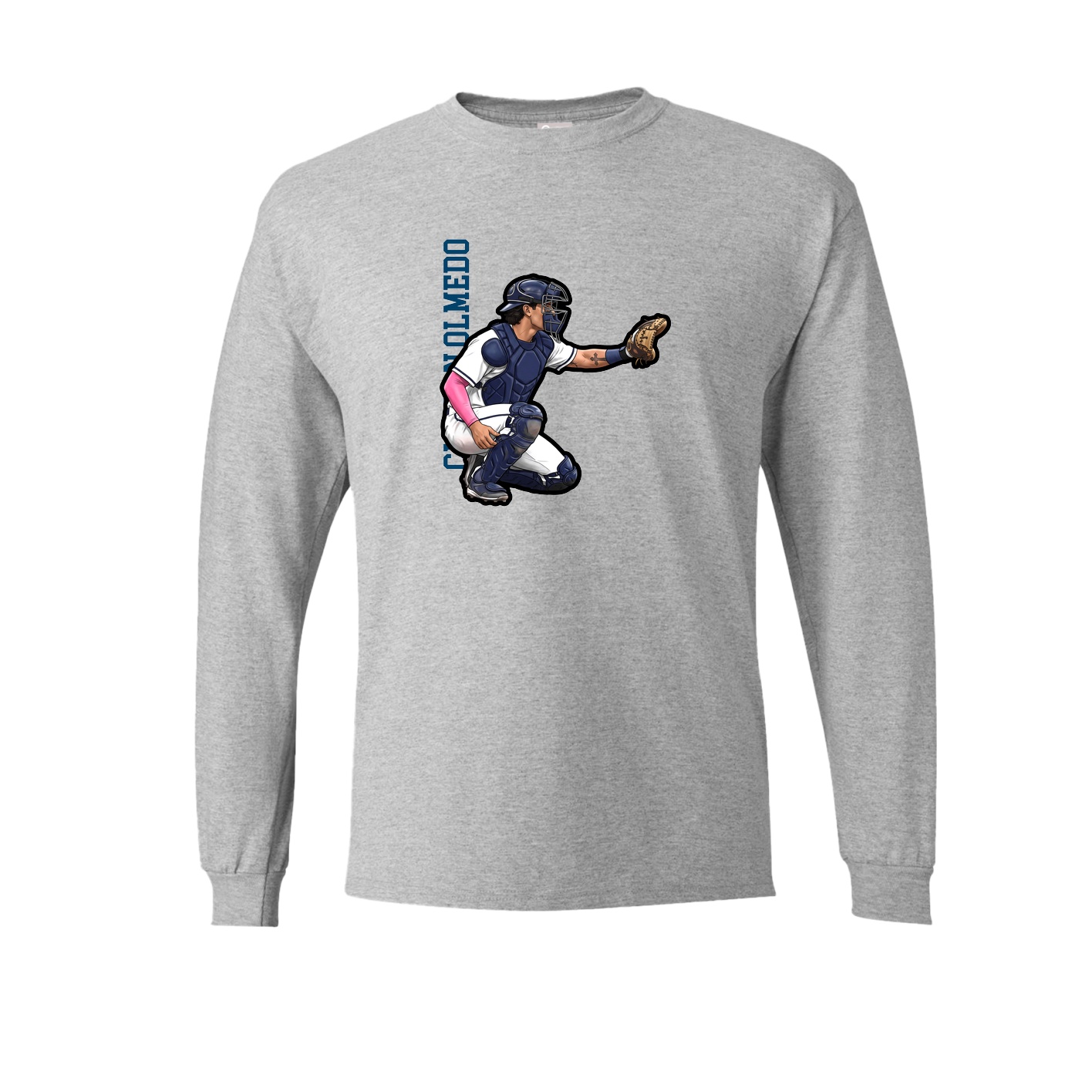 Long Sleeve Tee — Name Vertical in Grey