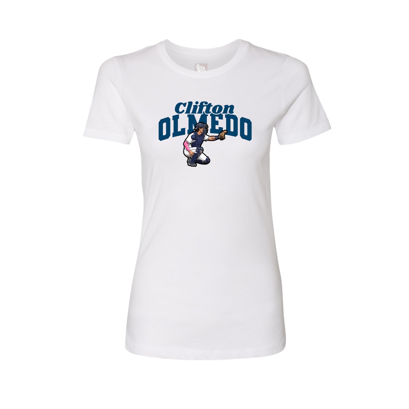 Fitted Women's Tee — Signature Arch in White