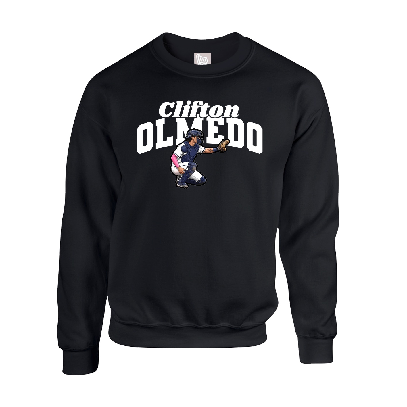Fleece Crew — Signature Arch in Black