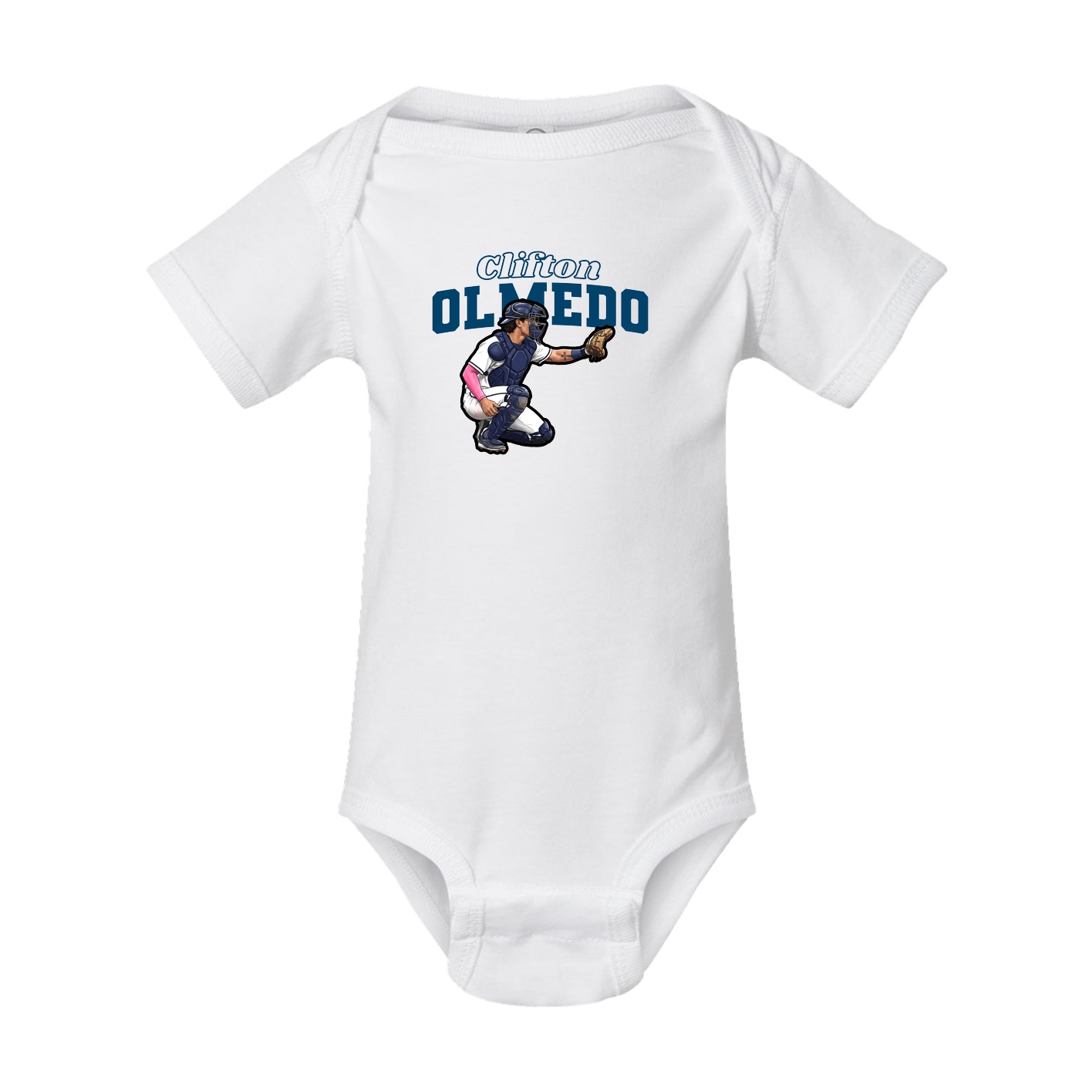 Baby Onesie — Name Arch in White
