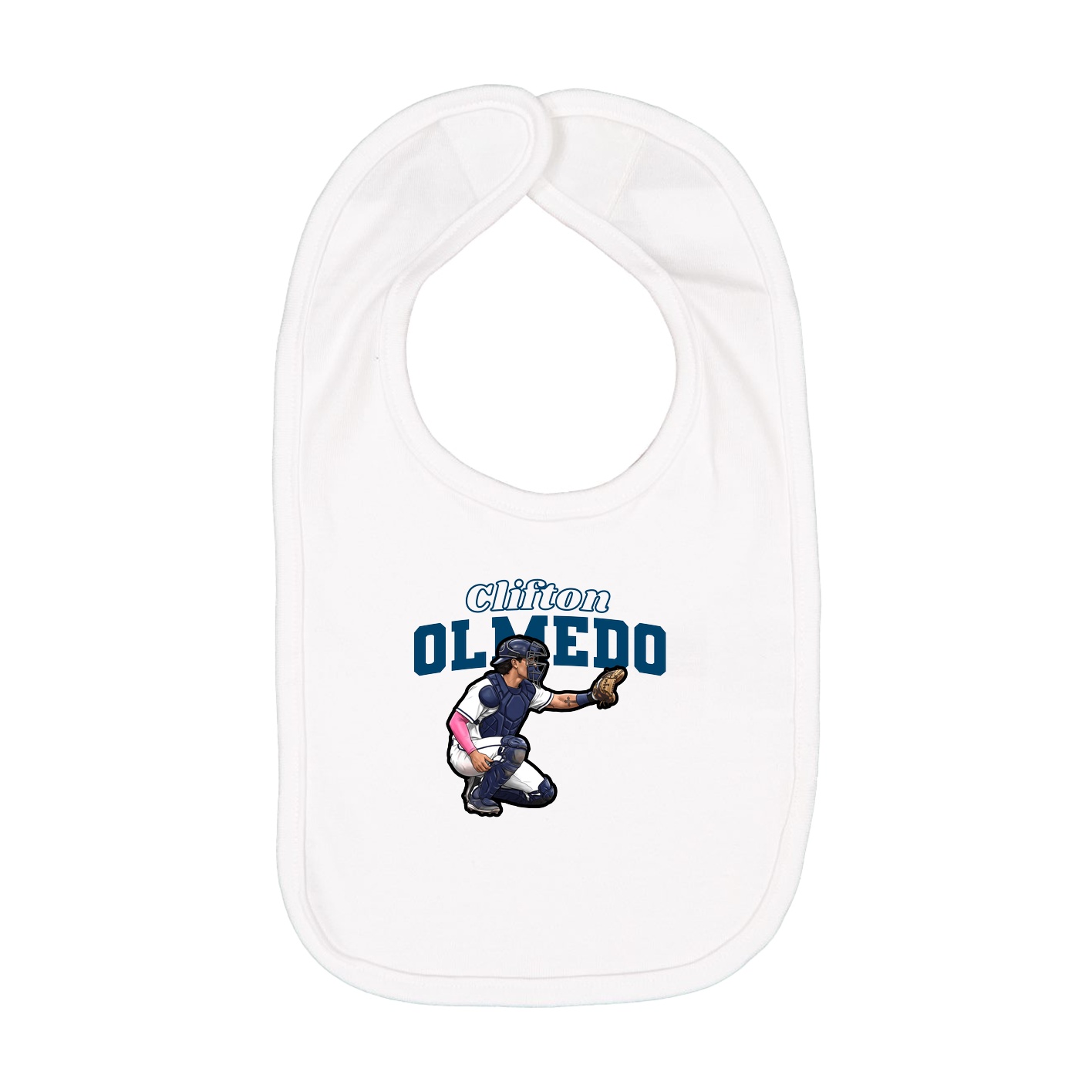 Infant Bib — Name Arch in White