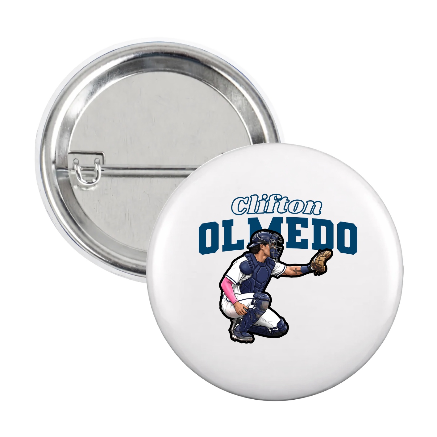 Game Day Button — Name Arch in White