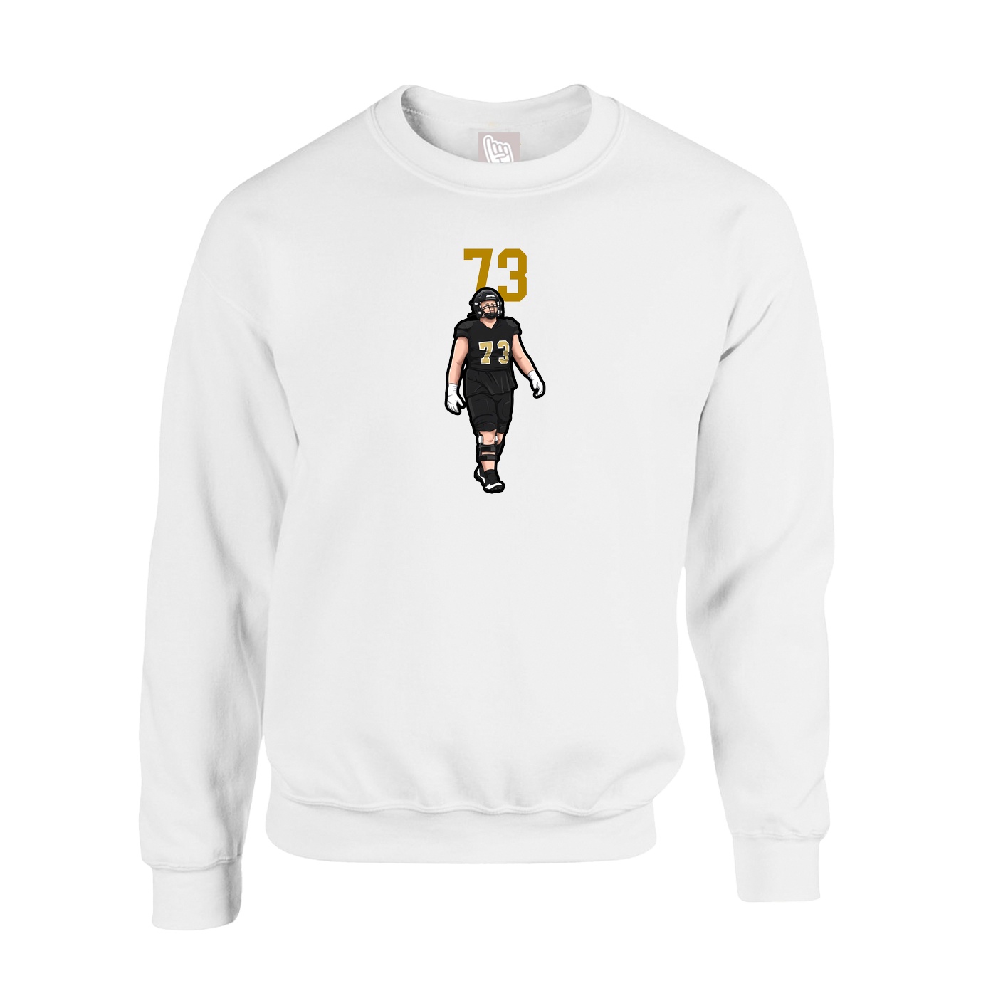 Fleece Crew — Number Top in White